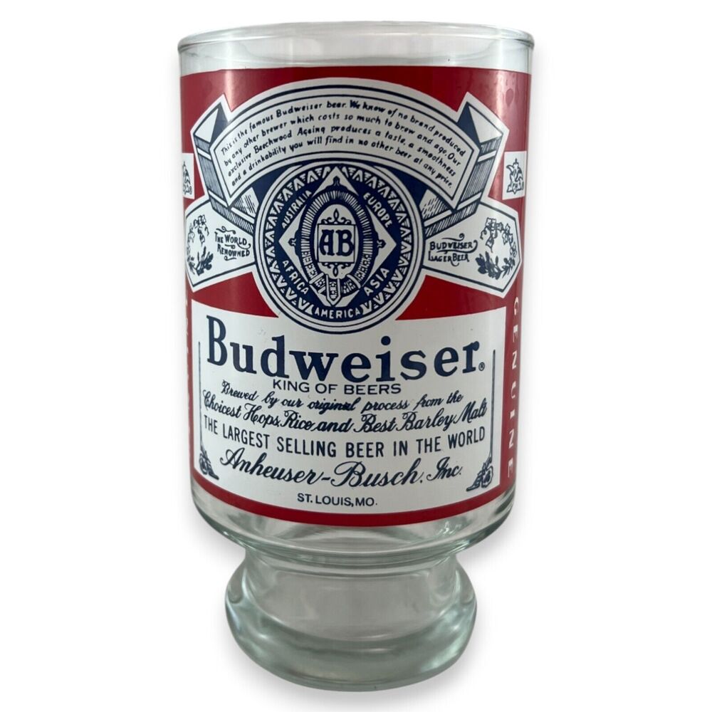 Vintage Anheuser-Busch Budweiser Footed Beer Glass X Large 32oz King of Beers